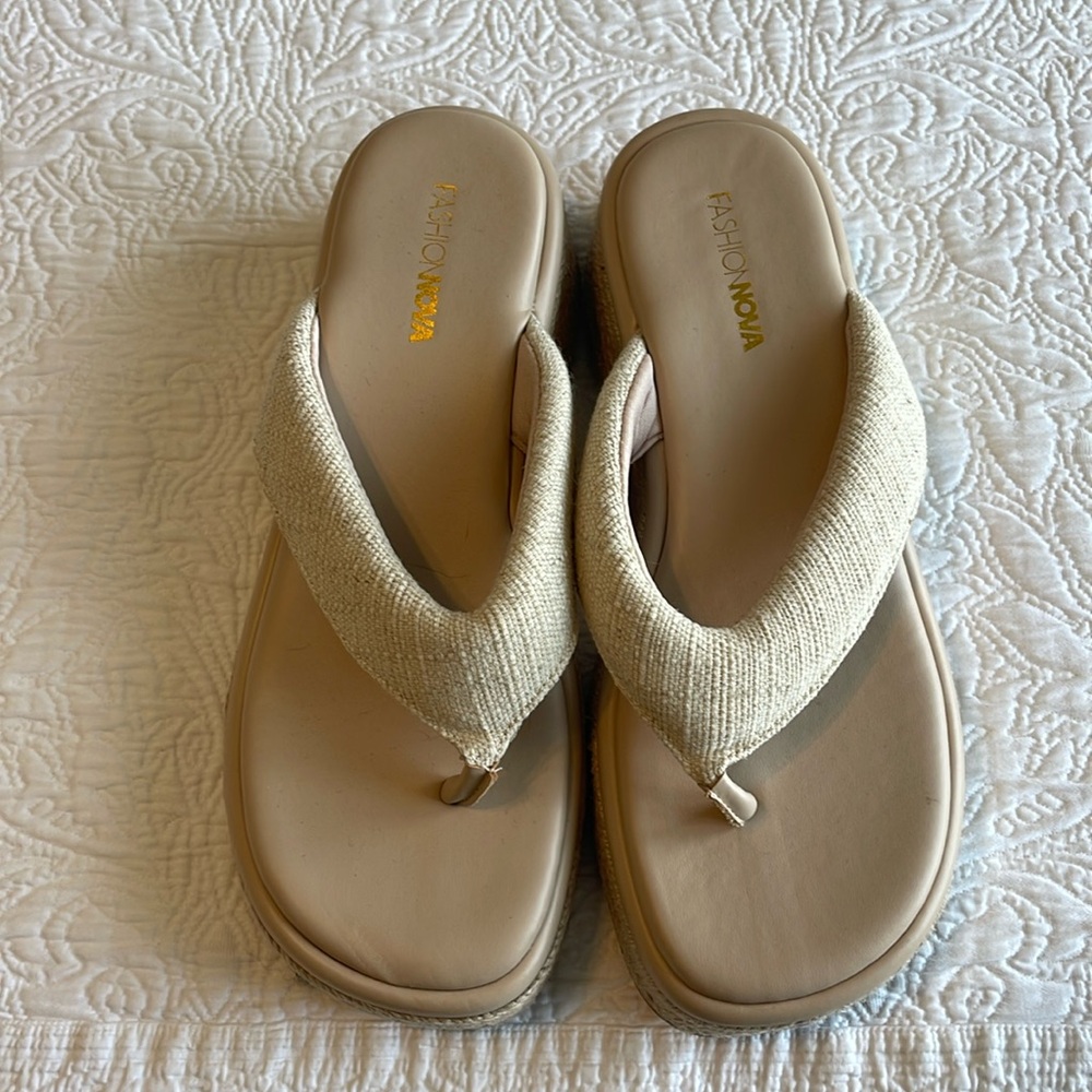Fashion Nova wedge sandal in beige 8 (38)